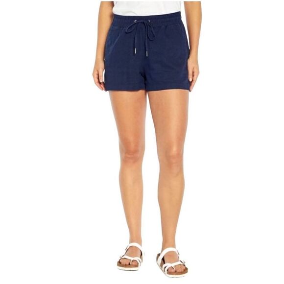 Gap NWT navy blue pull on linen shorts size L - Picture 1 of 16